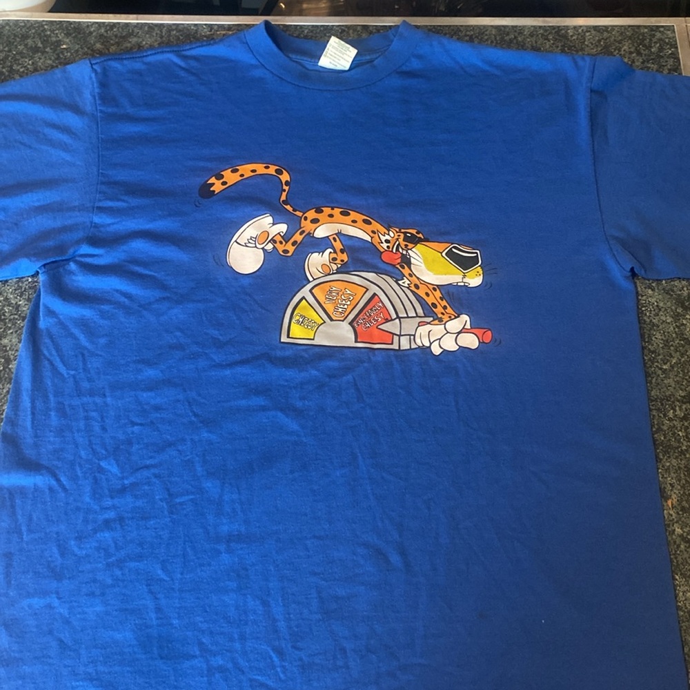 Gently Used-Tough T’s-Blue-XL-Cheetos Cheeta-T-Shirt- “Cheese Meter”